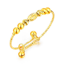 gold plated jewelry imitated 18K gold children's transfer beaded bracelet adjustable push pull gold copper bracelets